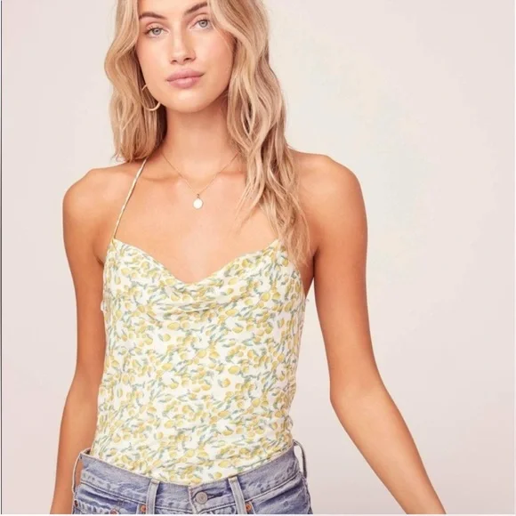 NWT ASTR The Label Cowl Neck
Tank Top Lemon Drop Print Sz Medium 🍋Summer🍋 - Picture 2 of 16